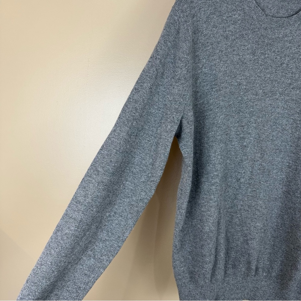 Banana Republic Mens Heather Gray Elbow Patches Italian Yarn Wool Sweater Medium - Picture 3 of 10